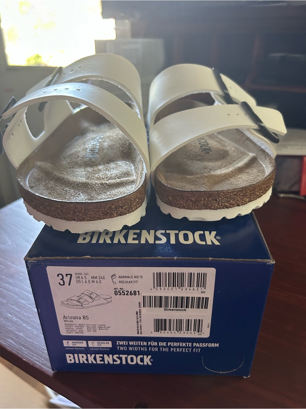 Birkenstock White Arizona Womens Double-Strap Sandals